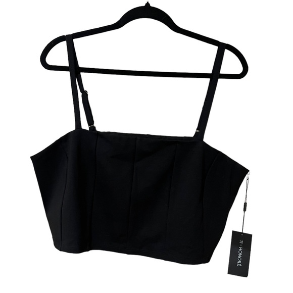 11 Honore Shayla Cropped Tank in Black (3) - Picture 7 of 13